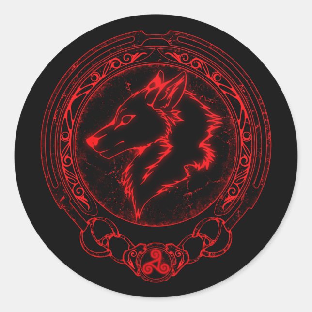 Viking Fenris Wolf and Valknut Classic Round Stick Classic Round Sticker (Front)