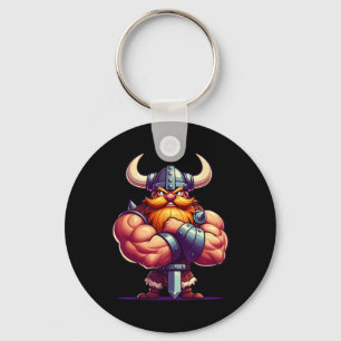 Viking Flexing Muscles Fan Lover Bodybuilding Gym Keychain