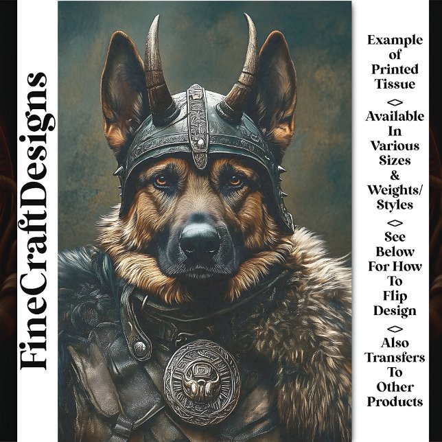 Viking German Shepherd Dog Warrior BS3 Decoupage Tissue Paper (Creator Uploaded)