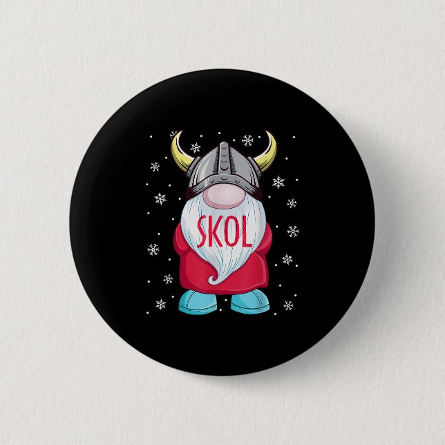 Viking Gnome Skol Christmas Norse Pajama Viking Me 2 Inch Round Button (Front)