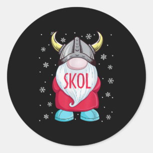 Viking Gnome Skol Christmas Norse Pajama Viking Me Classic Round Sticker