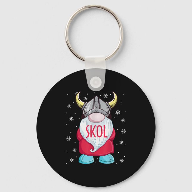 Viking Gnome Skol Christmas Norse Pajama Viking Me Keychain (Front)