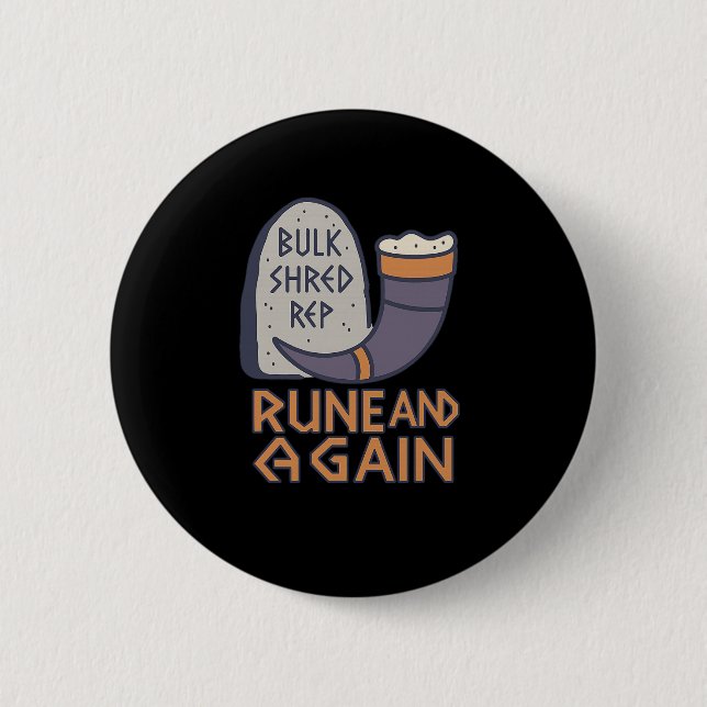 Viking Gym Rune And Gain Fitness Saying For Muscle 2 Inch Round Button (Front)
