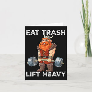 Viking Gym Weight Training Eat Trash Lift Heavy  Card