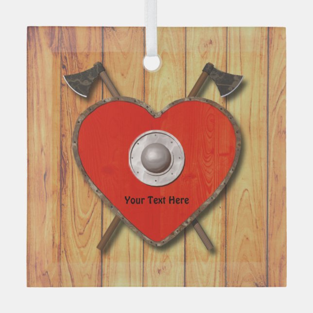 Viking Heart Shield Glass Ornament (Front)