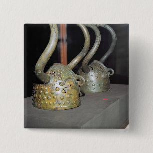 Viking helmet 2 inch square button