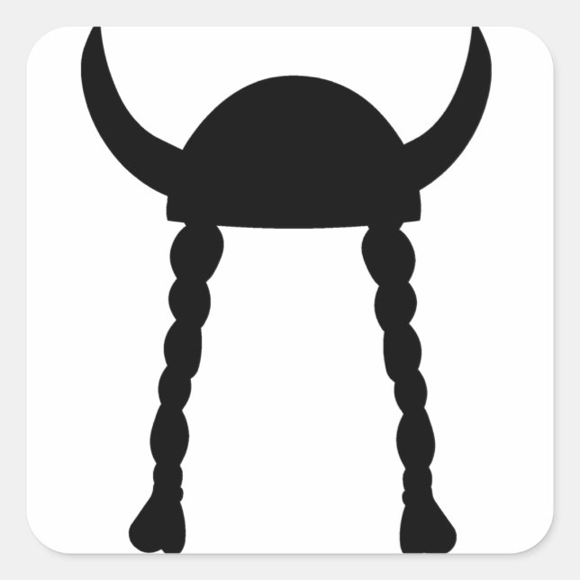 Viking Helmet and Braids Square Sticker (Front)