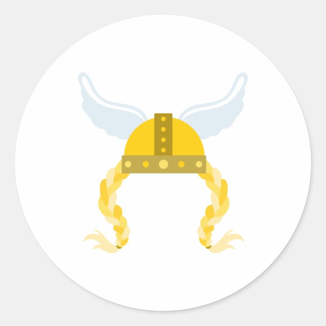 Viking Helmet Braids Classic Round Sticker (Front)