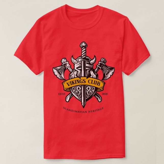 Viking Helmet Shield and Axe T-Shirt (Design Front)