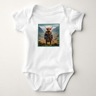 Viking Highland Cow, Baby Bodysuit