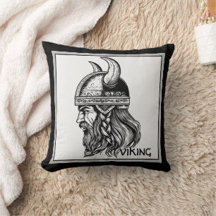 Viking in a helmet throw pillow