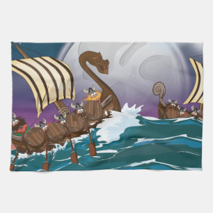 Viking Invasion Fleet Kitchen Towel