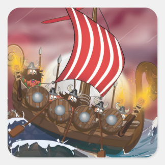 Viking Invasion Fleet Square Sticker