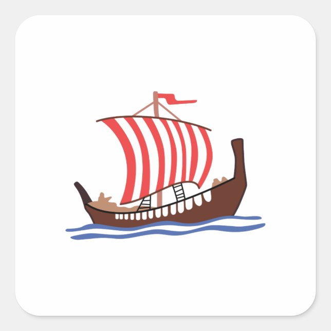 VIKING LONG SHIP SQUARE STICKER (Front)