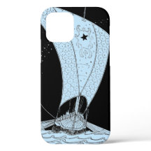 Viking Longship at Night Blue