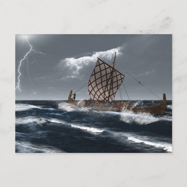 Viking Longship in an Atlantic Storm Postcard (Front)