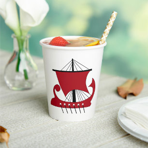 Viking Longship Silhouette Drakkar Ship Paper Cups