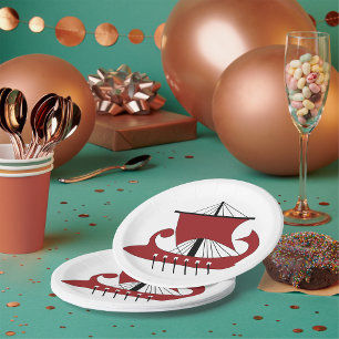 Viking Longship Silhouette Drakkar Ship  Paper Plate