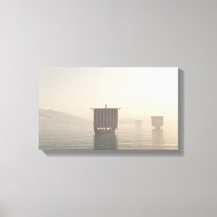 Viking Longships in the Mist Canvas Print