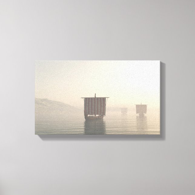 Viking Longships in the Mist Canvas Print (Front)