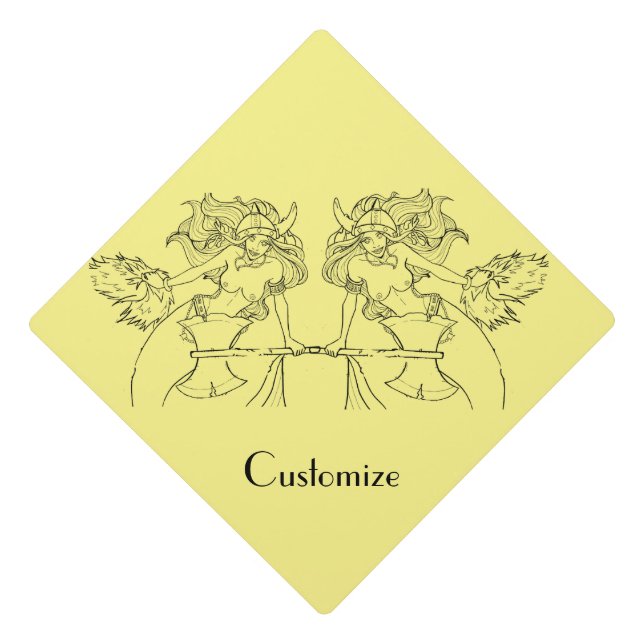 Viking Mermaid Warrior Thunder_Cove  Graduation Cap Topper (Front)