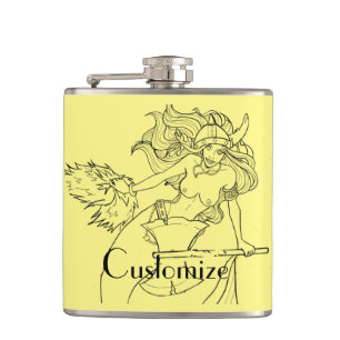 Viking Mermaid Warrior Thunder_Cove Hip Flask