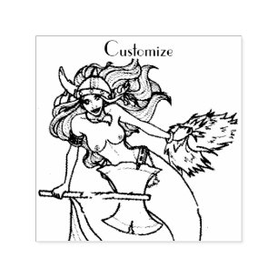 Viking Mermaid Warrior Thunder_Cove Self-inking Stamp