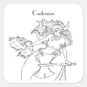 Viking Mermaid Warrior Thunder_Cove  Square Sticker