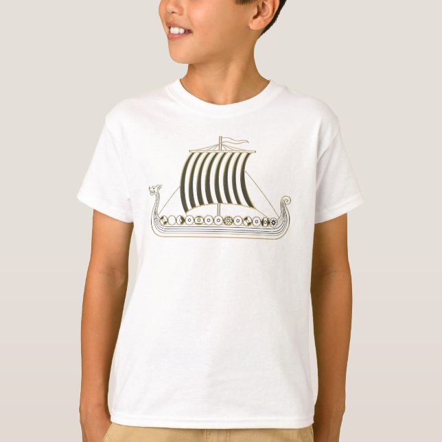 Viking Metallic Gold Ship Tshirt (Front)