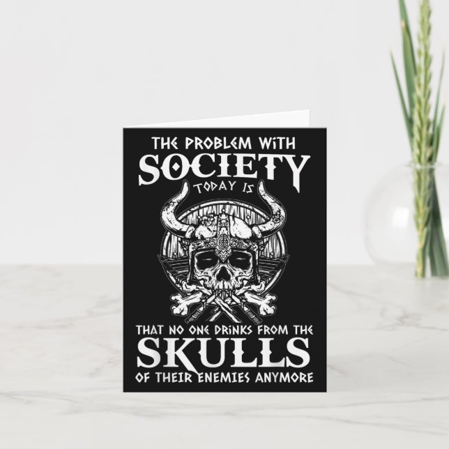Viking Nordic Valhalla Odin Funny Society Problem  Card (Front)