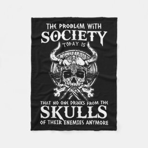 Viking Nordic Valhalla Odin Funny Society Problem Fleece Blanket