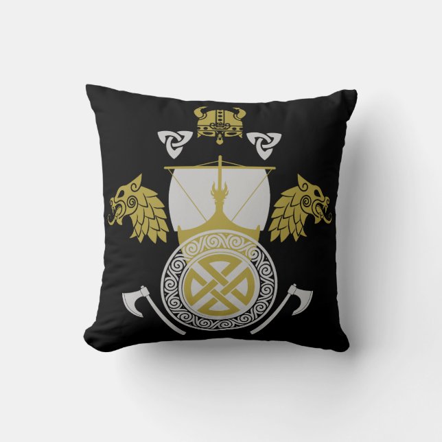 Viking Norsemen Throw Pillow (Front)