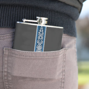 Viking Pattern Blue Hip Flask