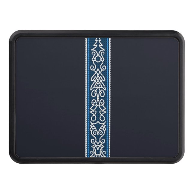 Viking Pattern Blue Trailer Hitch Cover (Front)