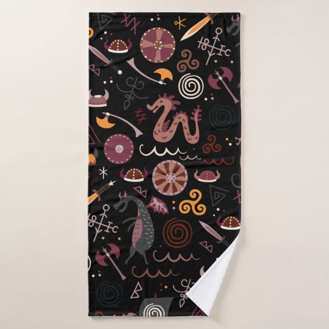 Viking pattern seamless design graphic bath towel (Bath Towel)