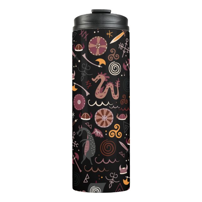 Viking pattern seamless design graphic thermal tumbler (Front)