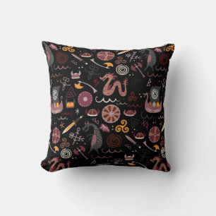 Viking pattern seamless design graphic throw pillow