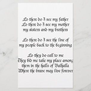 Viking Prayer Lo There Do I See My Father