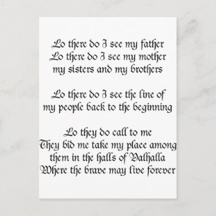 Viking Prayer Lo There Do I See My Father Postcard
