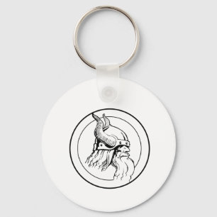 Viking profile in circle keychain