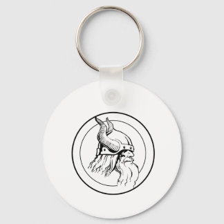Viking profile in circle keychain