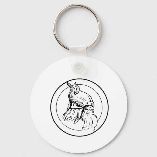 Viking profile in circle keychain (Front)