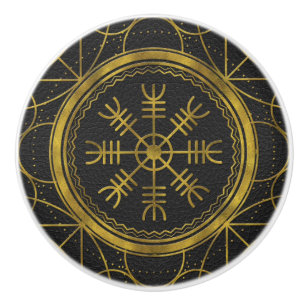 Viking protection runes helm of awe talisman ceramic knob