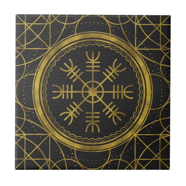 Viking protection runes helm of awe talisman tile (Front)