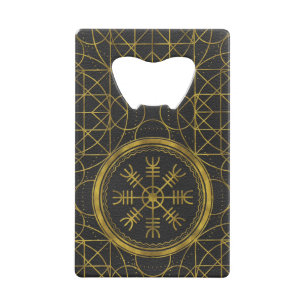 Viking protection runes helm of awe talisman wallet bottle opener