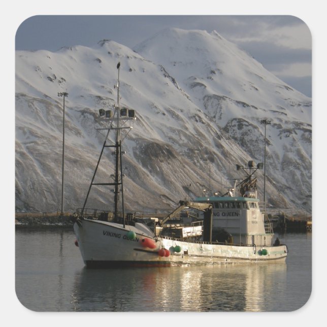 Viking Queen, Crab Boat in Dutch Harbour, AK Square Sticker (Front)