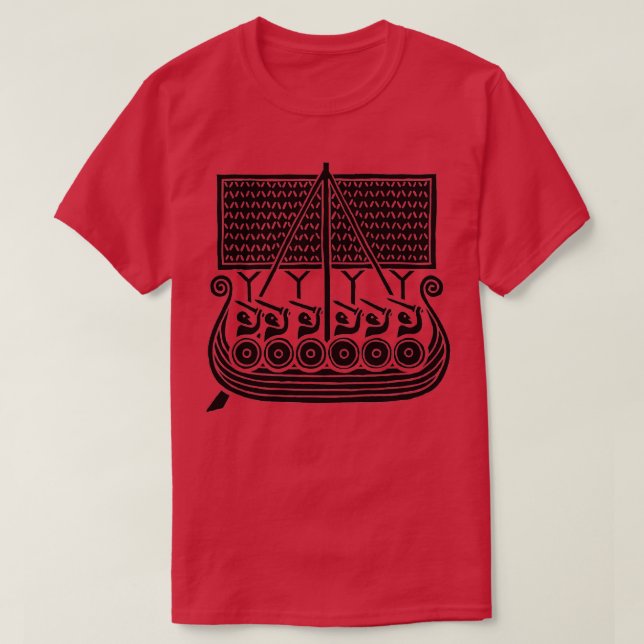 Viking Raid Runestone Inspired Ship T-Shirt (Design Front)