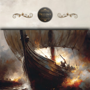 Viking Raiders at Sea Decoupage Tissue Paper
