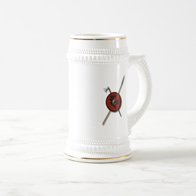 Viking Raven Shield And Weapons Beer Stein (Front Right)