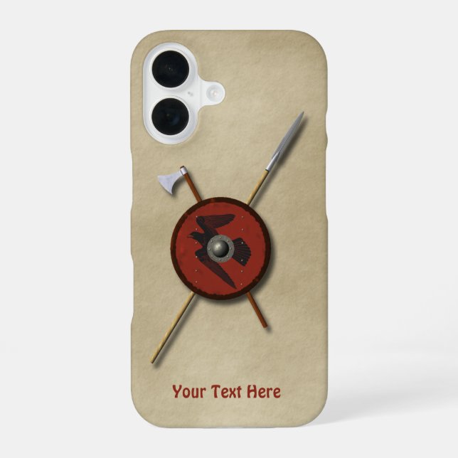 Viking Raven Shield And Weapons iPhone 16 Case (Back)